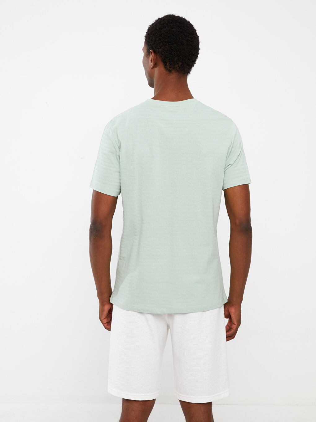 Crew Neck Short Sleeve Pique Men's T-Shirt-3