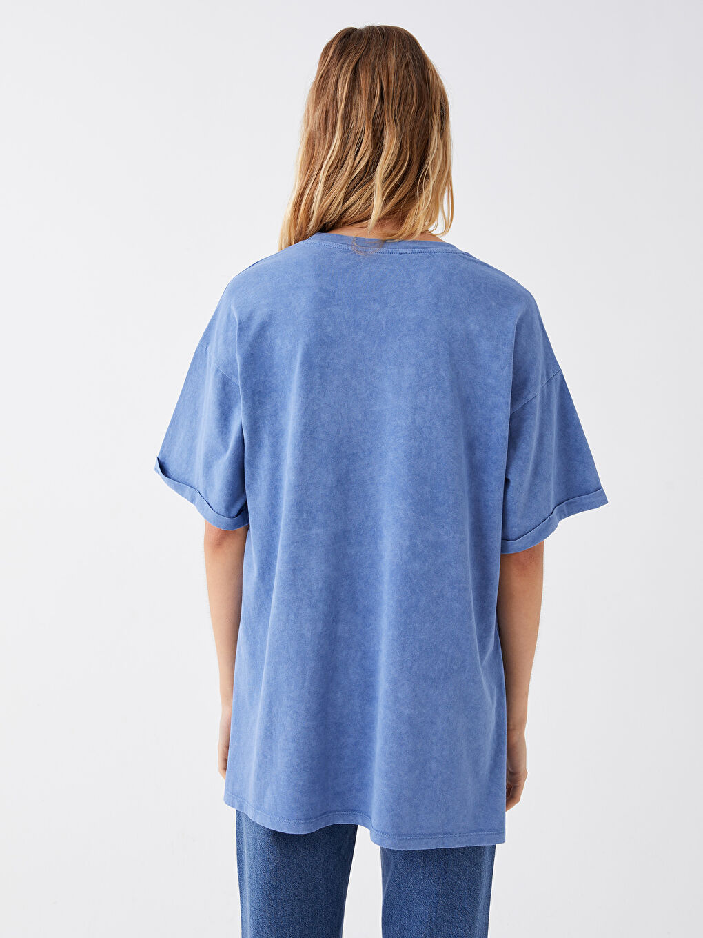 Crew Neck Plain Short Sleeve Oversize Women's T-Shirt-4