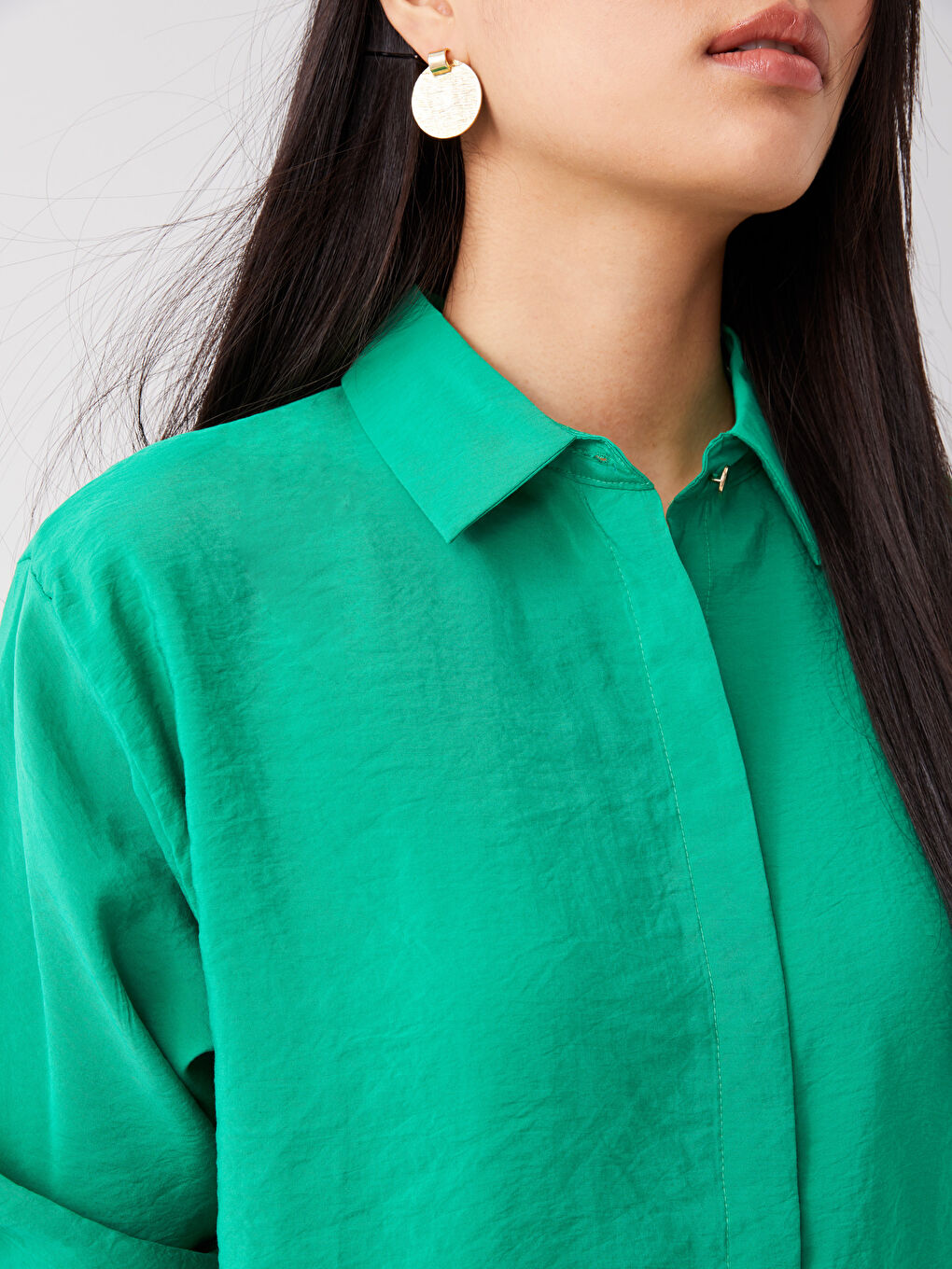 әйелдерге арналған өрнексіз ұзын жең жейде туника-3