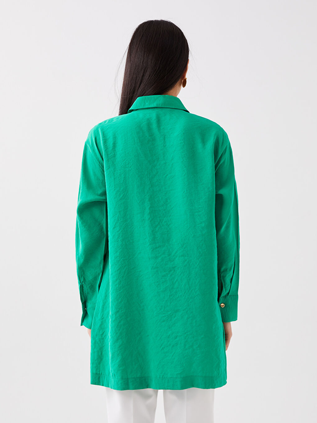 әйелдерге арналған өрнексіз ұзын жең жейде туника-4