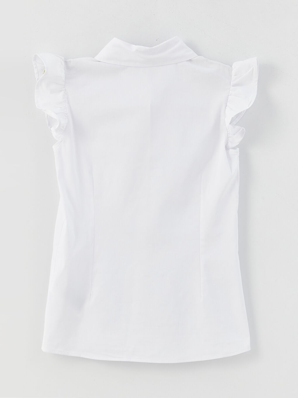 Beyaz Basic Fırfır Detaylı Kız Çocuk Gömlek-1