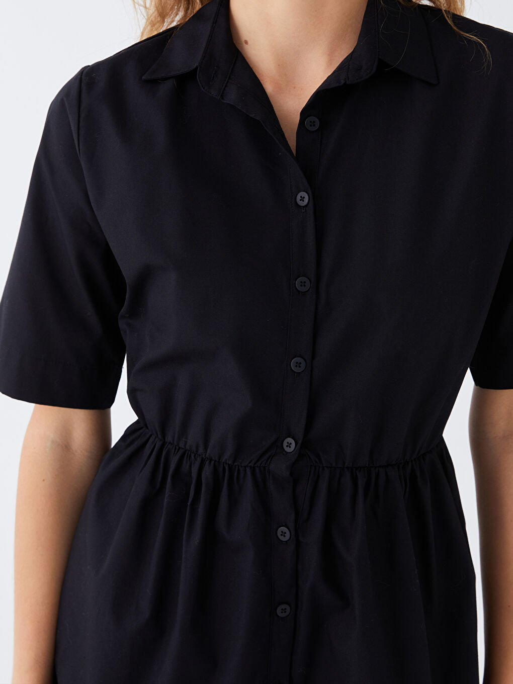 Shirt Collar Straight Short Sleeve Poplin Women Dress -S3II49Z8-CVL