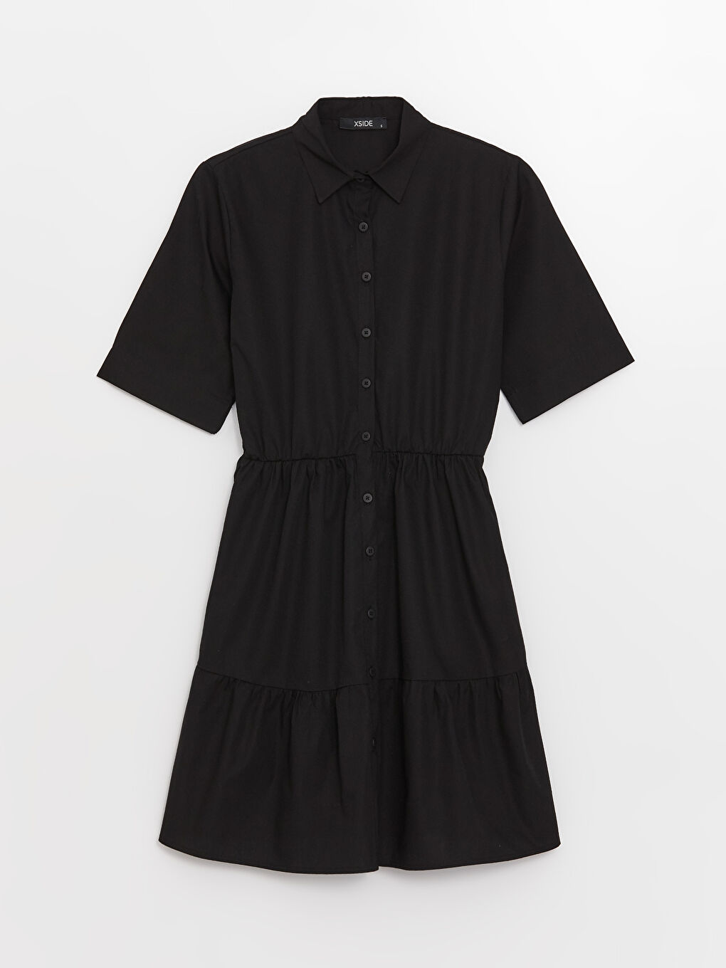 Shirt Collar Straight Short Sleeve Poplin Women Dress -S3II49Z8-CVL