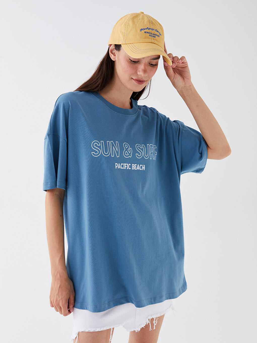 Crew Neck Printed Short Sleeve Oversize Women's T-Shirt-1