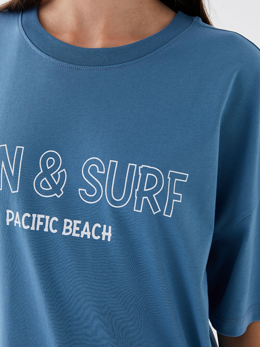 Crew Neck Printed Short Sleeve Oversize Women's T-Shirt-3