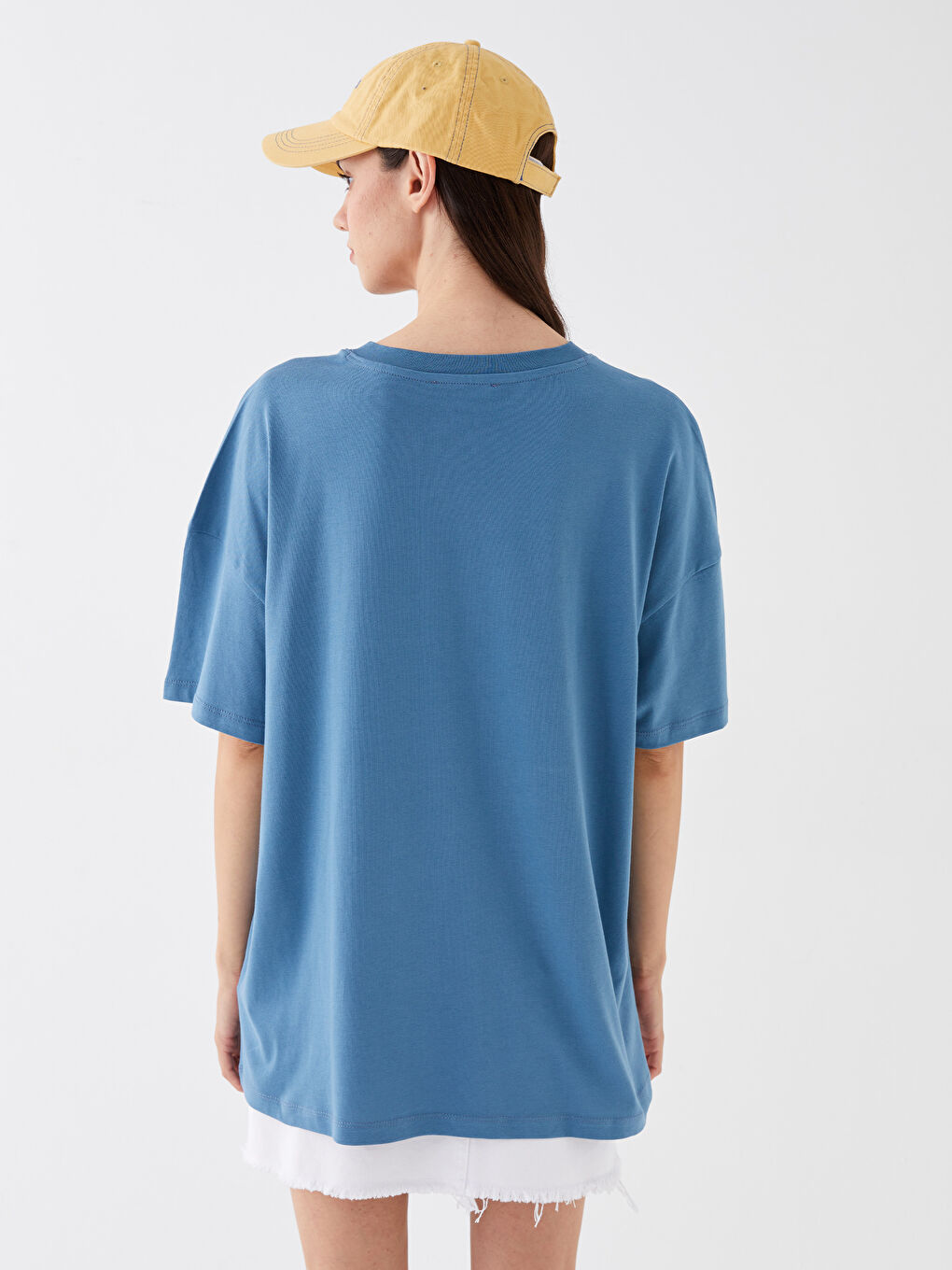 Crew Neck Printed Short Sleeve Oversize Women's T-Shirt-4