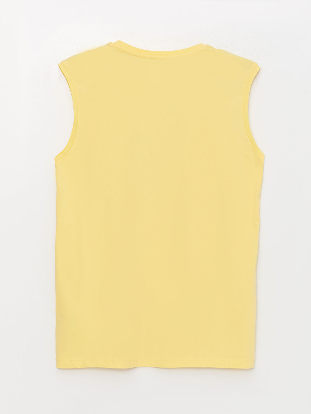 Sarı Bisiklet Yaka Baskılı Penye Erkek Kolsuz Tişört-5