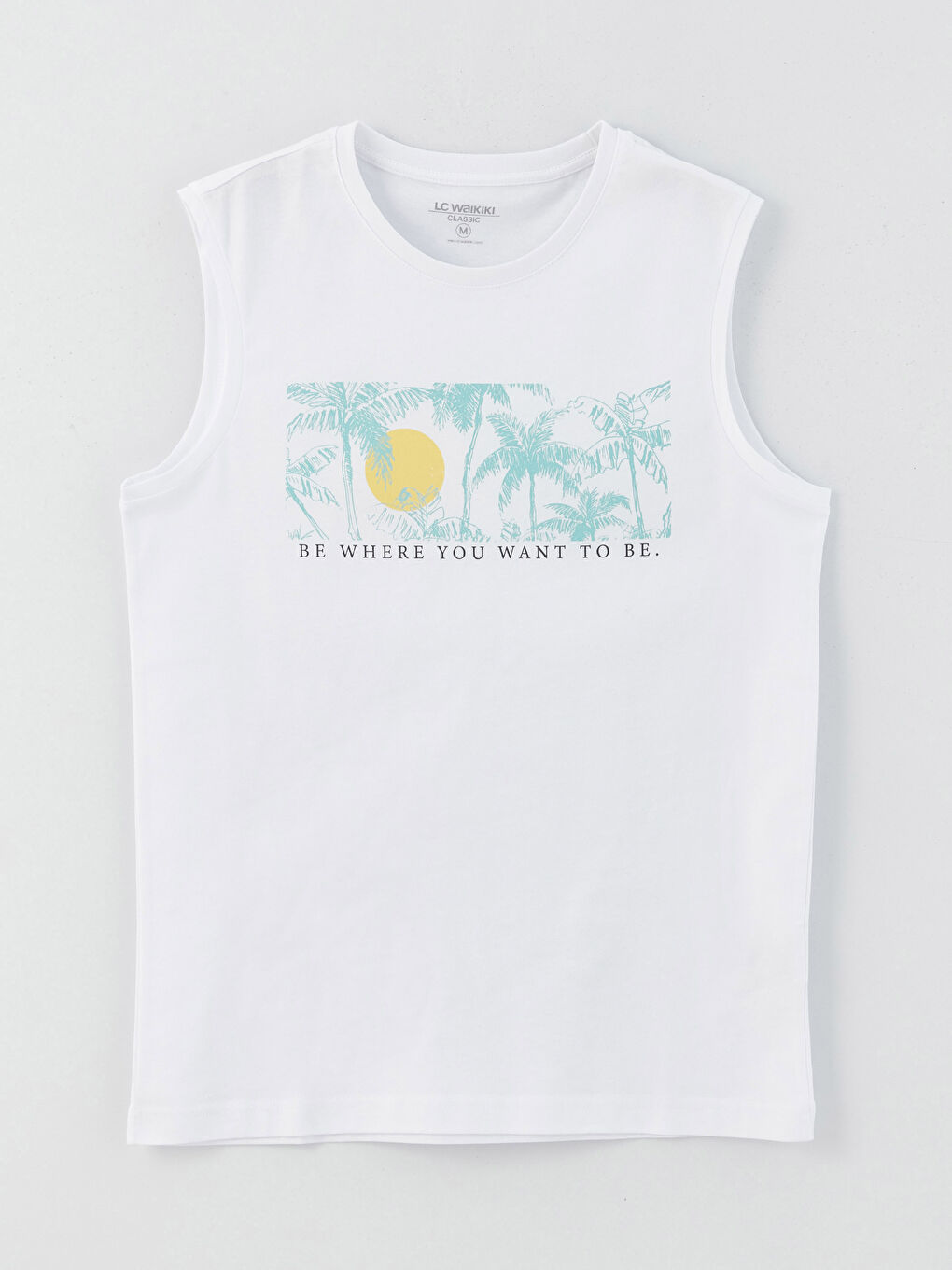 تيشيرت بدون أكمام مطبوع بياقة دائرية جيرسي للرجال-5