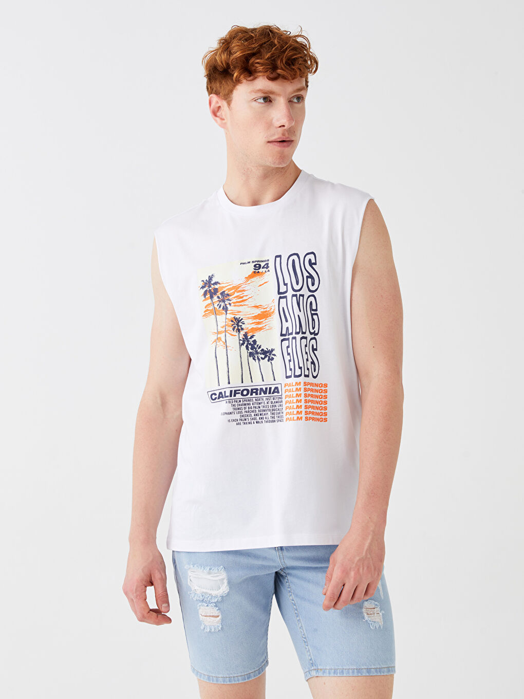 Crew Neck Printed Men's Sleeveless T-Shirt