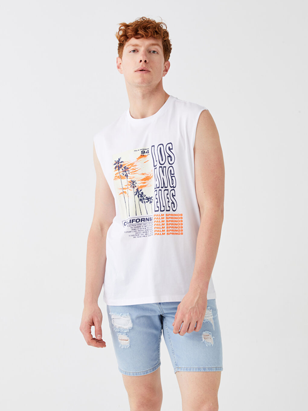 Crew Neck Printed Men's Sleeveless T-Shirt-1