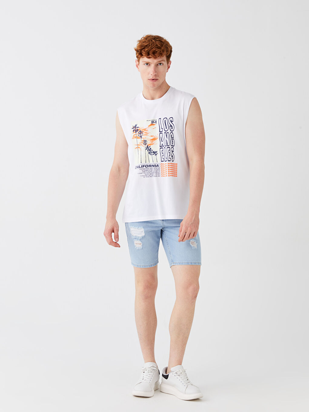 Crew Neck Printed Men's Sleeveless T-Shirt-2