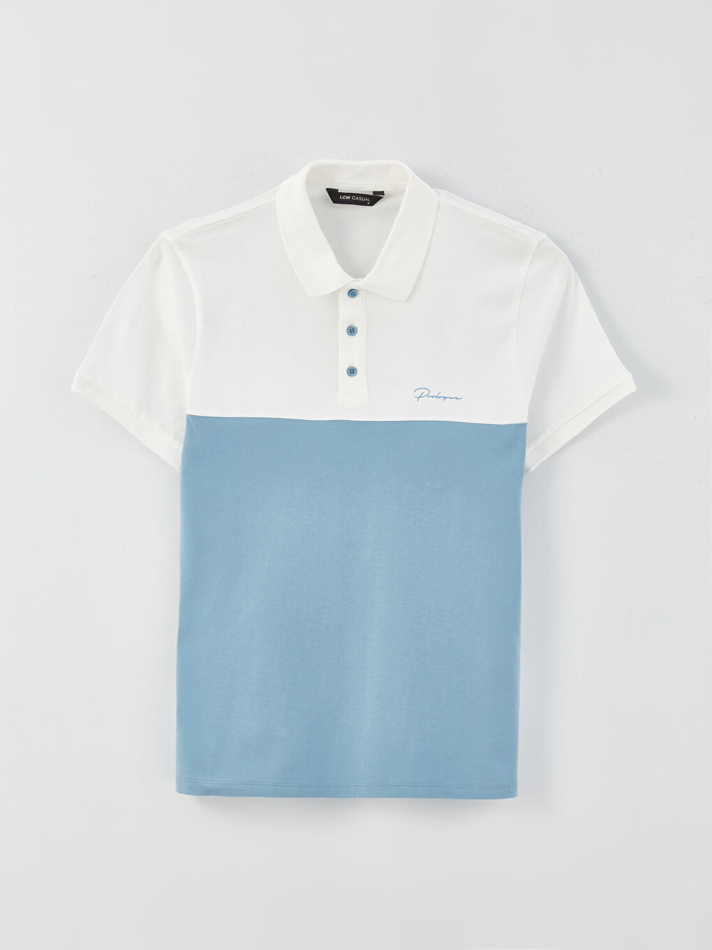 Beyaz Polo Yaka Kısa Kollu Renk Bloklu Erkek Tişört-6