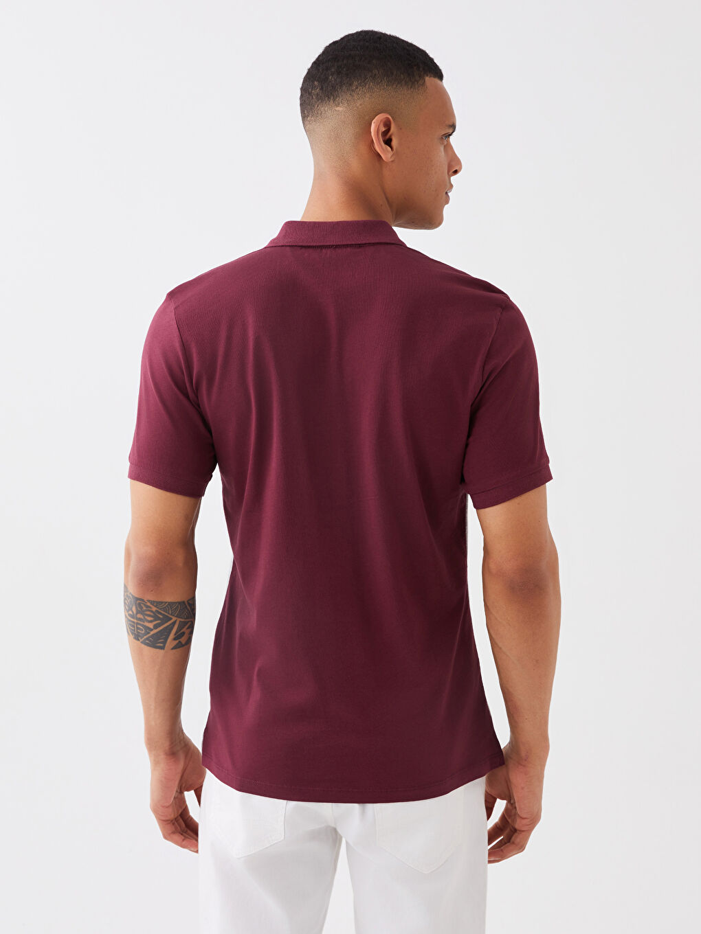 Polo Neck Short Sleeve Color Block Men's T-Shirt-4
