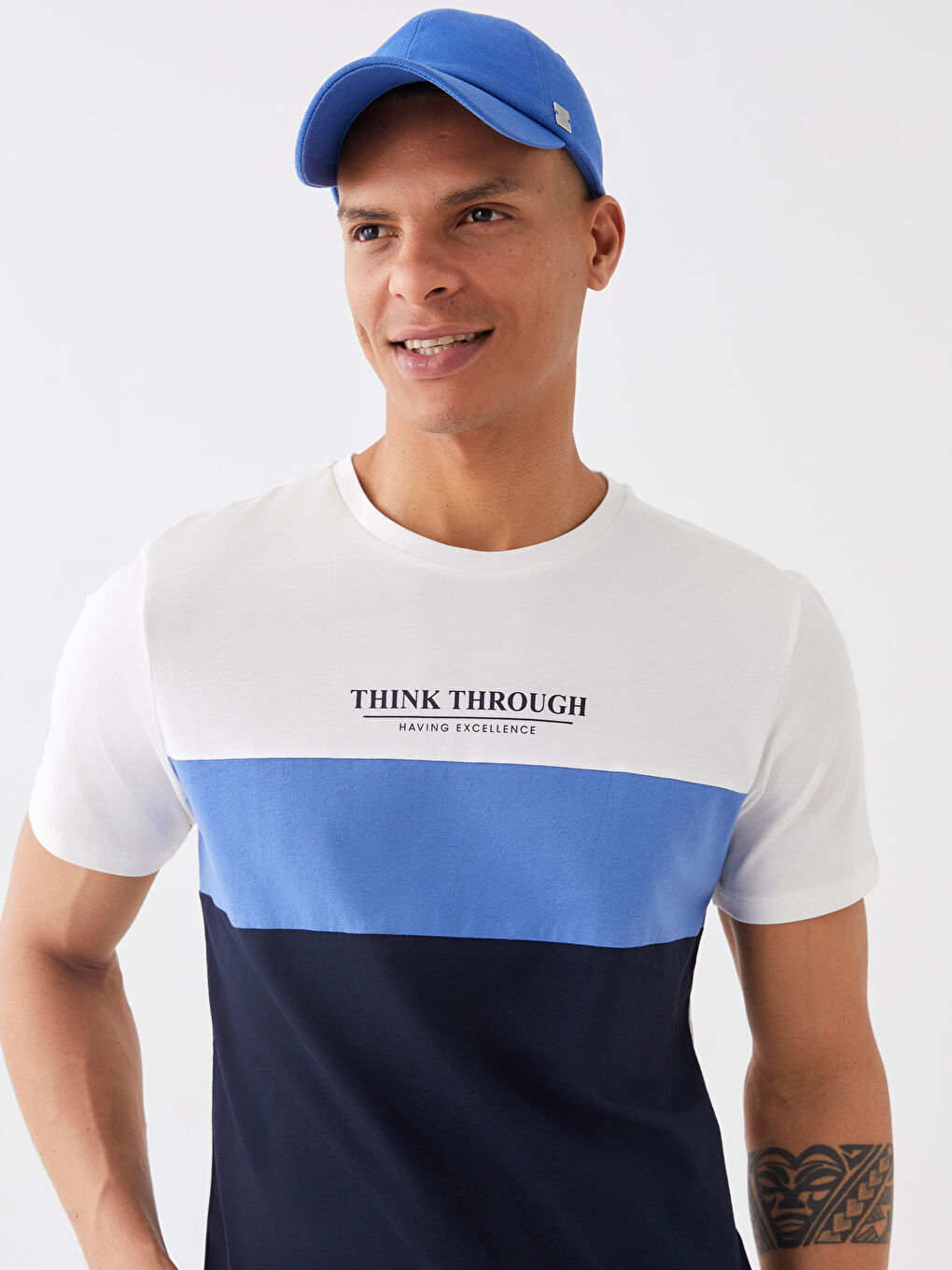 Crew Neck Short Sleeve Color Block Jersey Men's T-Shirt -S3II91Z8-R5B