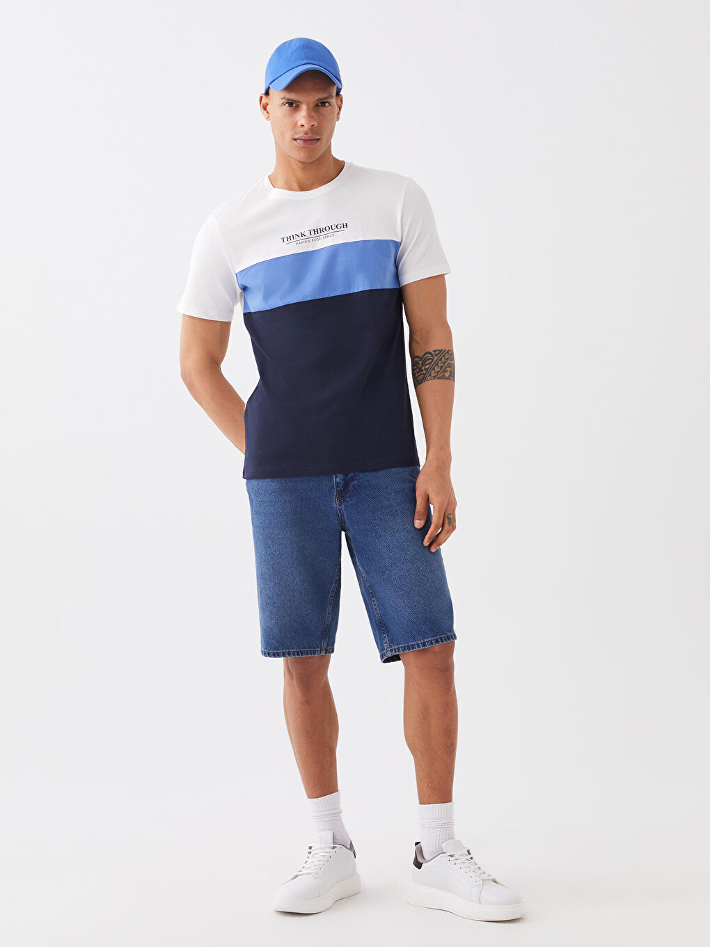 Crew Neck Short Sleeve Color Block Jersey Men's T-Shirt -S3II91Z8-R5B