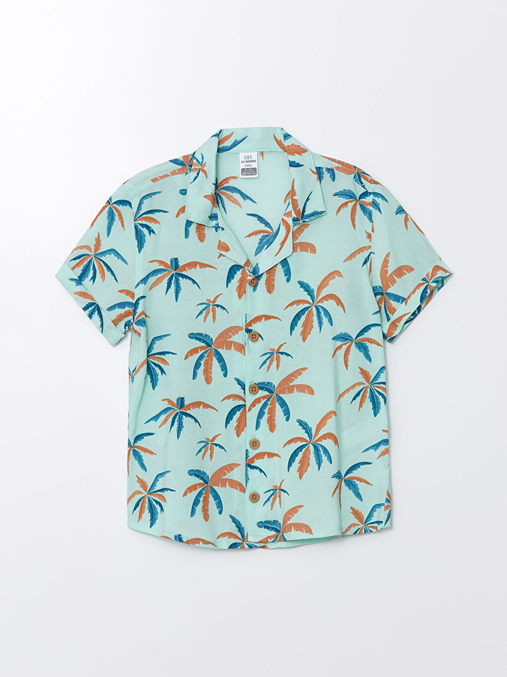 قميص للأولاد الرضع بياقة المنتجع وكم قصير مطبوع