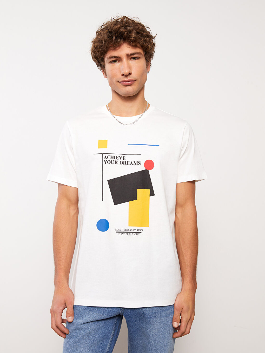 Crew Neck Short Sleeve Printed Combed Cotton Men's T-shirt-1