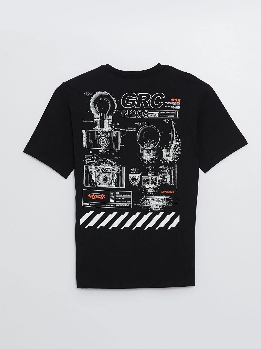 Siyah Bisiklet Yaka Kısa Kollu Baskılı Penye Erkek Tişört-6