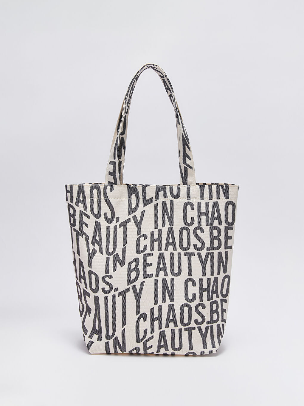 Bej Yazı Baskılı Kız Çocuk Kol Çantası