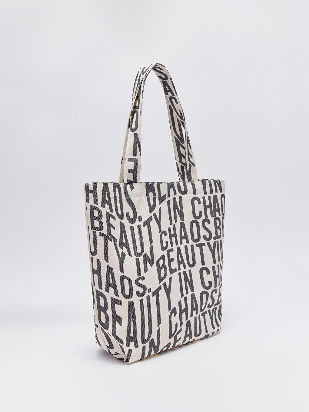 Bej Yazı Baskılı Kız Çocuk Kol Çantası-1