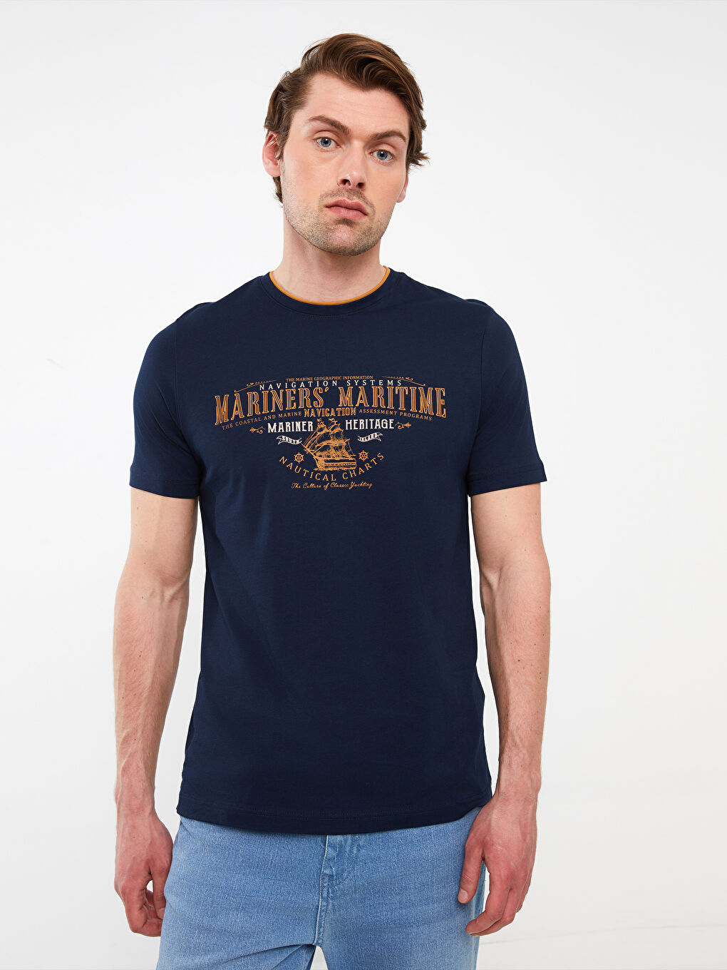 SOUTHBLUE Crew Neck Short Sleeve Printed Combed Cotton Men's T-shirt -S3IJ61Z8-DWP