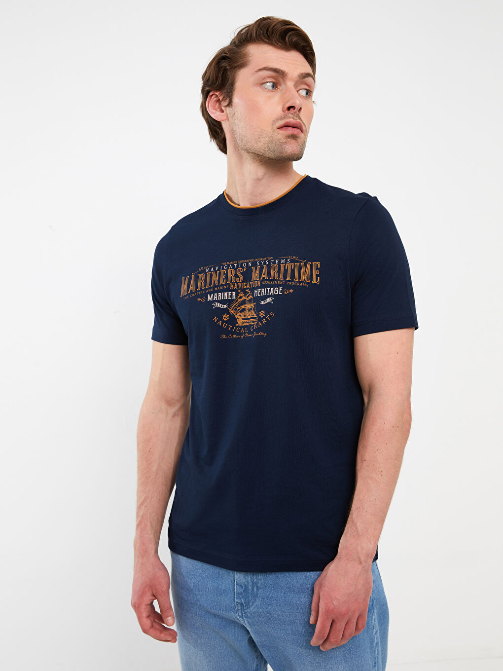 SOUTHBLUE Crew Neck Short Sleeve Printed Combed Cotton Men's T-shirt -S3IJ61Z8-DWP