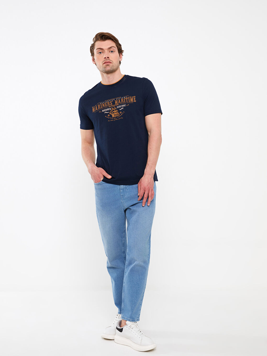SOUTHBLUE Crew Neck Short Sleeve Printed Combed Cotton Men's T-shirt -S3IJ61Z8-DWP