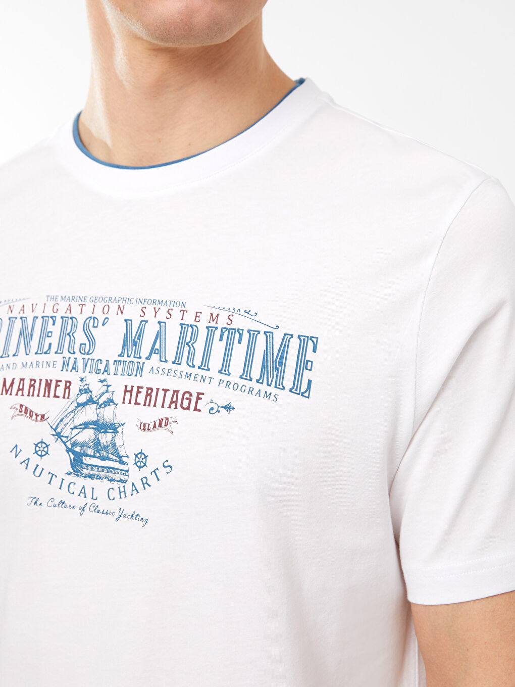 T-shirt pour hommes en coton peigné imprimé à manches courtes et col rond-3