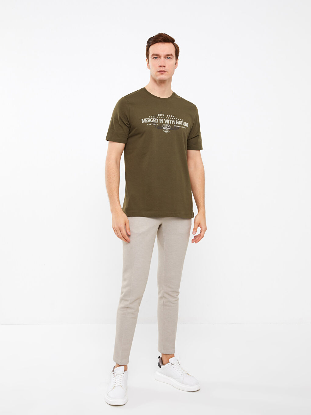 T-shirt pour hommes en coton peigné imprimé à manches courtes et col rond-2