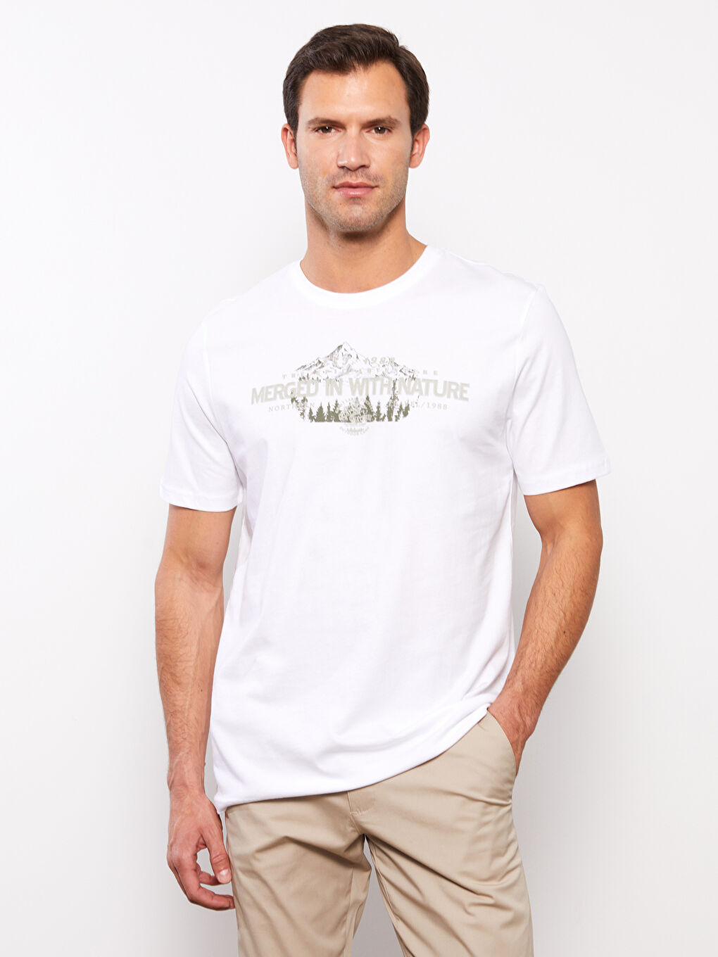 Crew Neck Short Sleeve Printed Combed Cotton Men's T-shirt