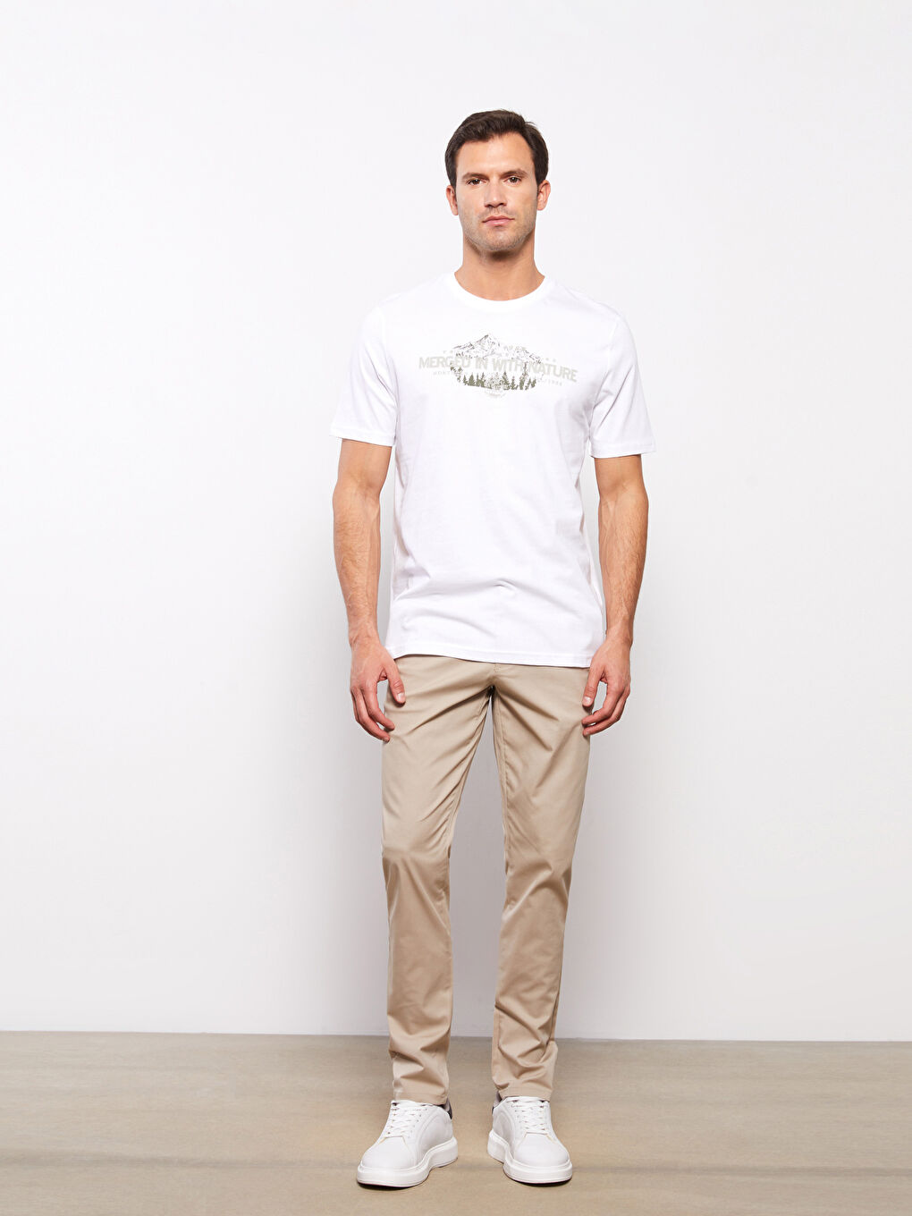 Crew Neck Short Sleeve Printed Combed Cotton Men's T-shirt-1