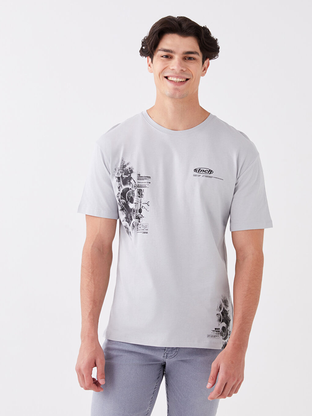 XSIDE Crew Neck Short Sleeve Printed Combed Cotton Men's T