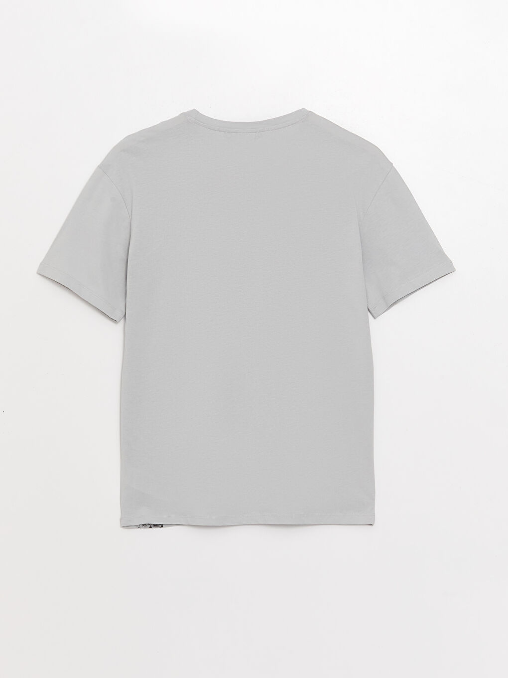 Gri Bisiklet Yaka Kısa Kollu Baskılı Penye Erkek Tişört-6