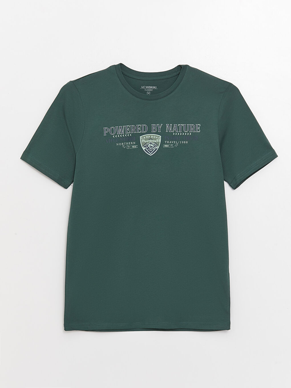 Yeşil Bisiklet Yaka Kısa Kollu Baskılı Penye Erkek Tişört-5