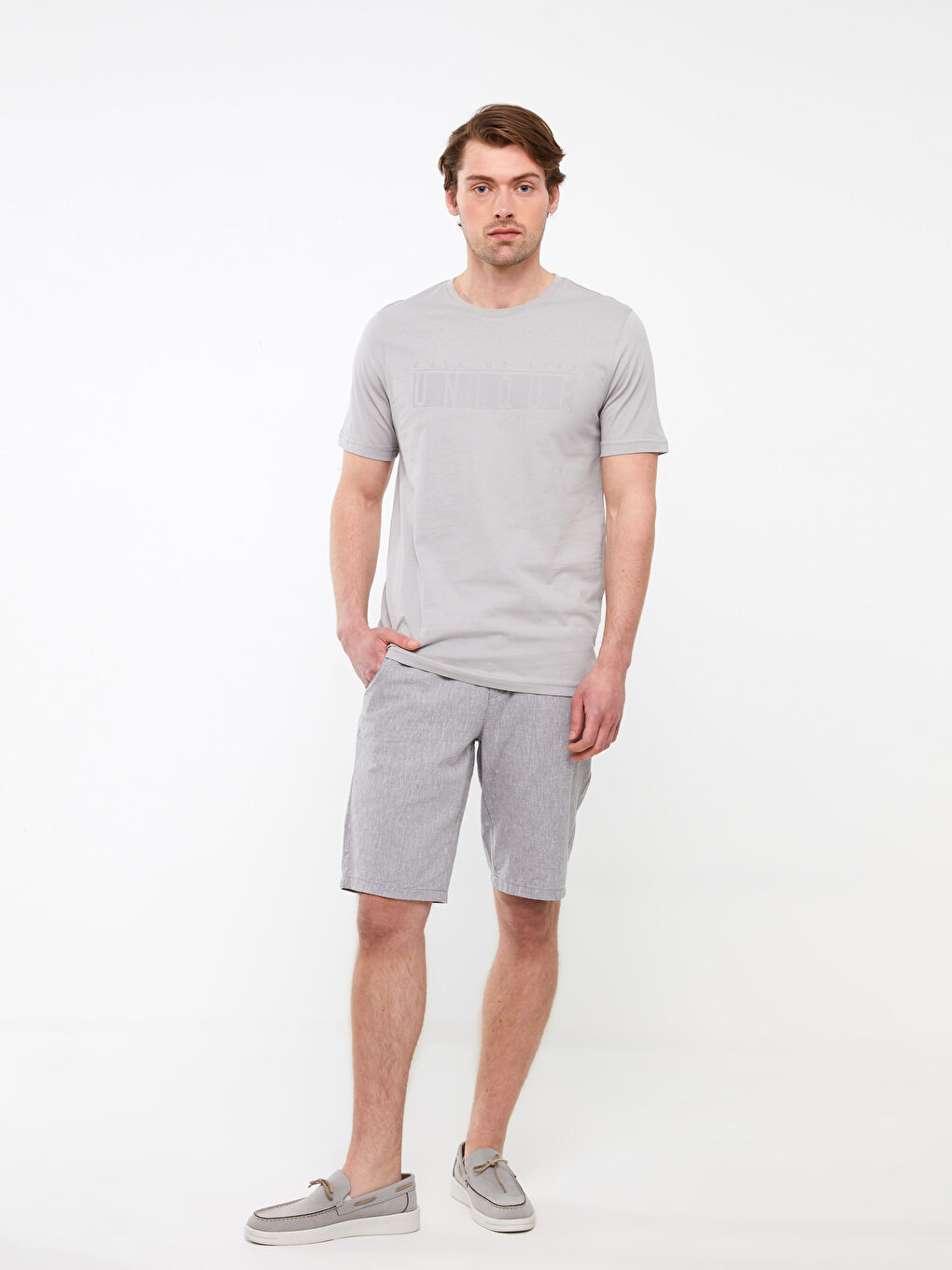 تيشيرت رجالي ياقة دائرية كم قصير مطبوع قطن ممشط-2