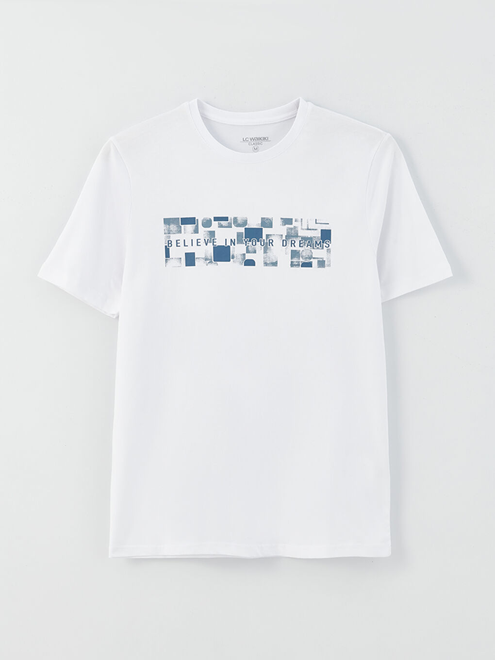 Beyaz Bisiklet Yaka Kısa Kollu Baskılı Penye Erkek Tişört-5