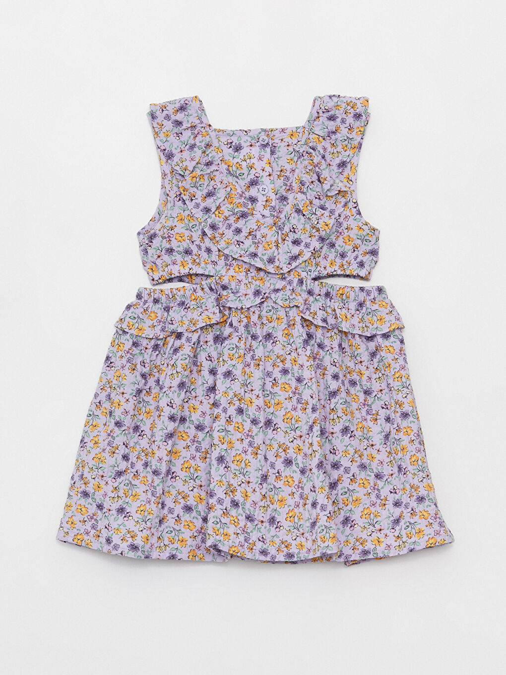 Платье для малышек девочек с квадратным воротником и цветочным узором