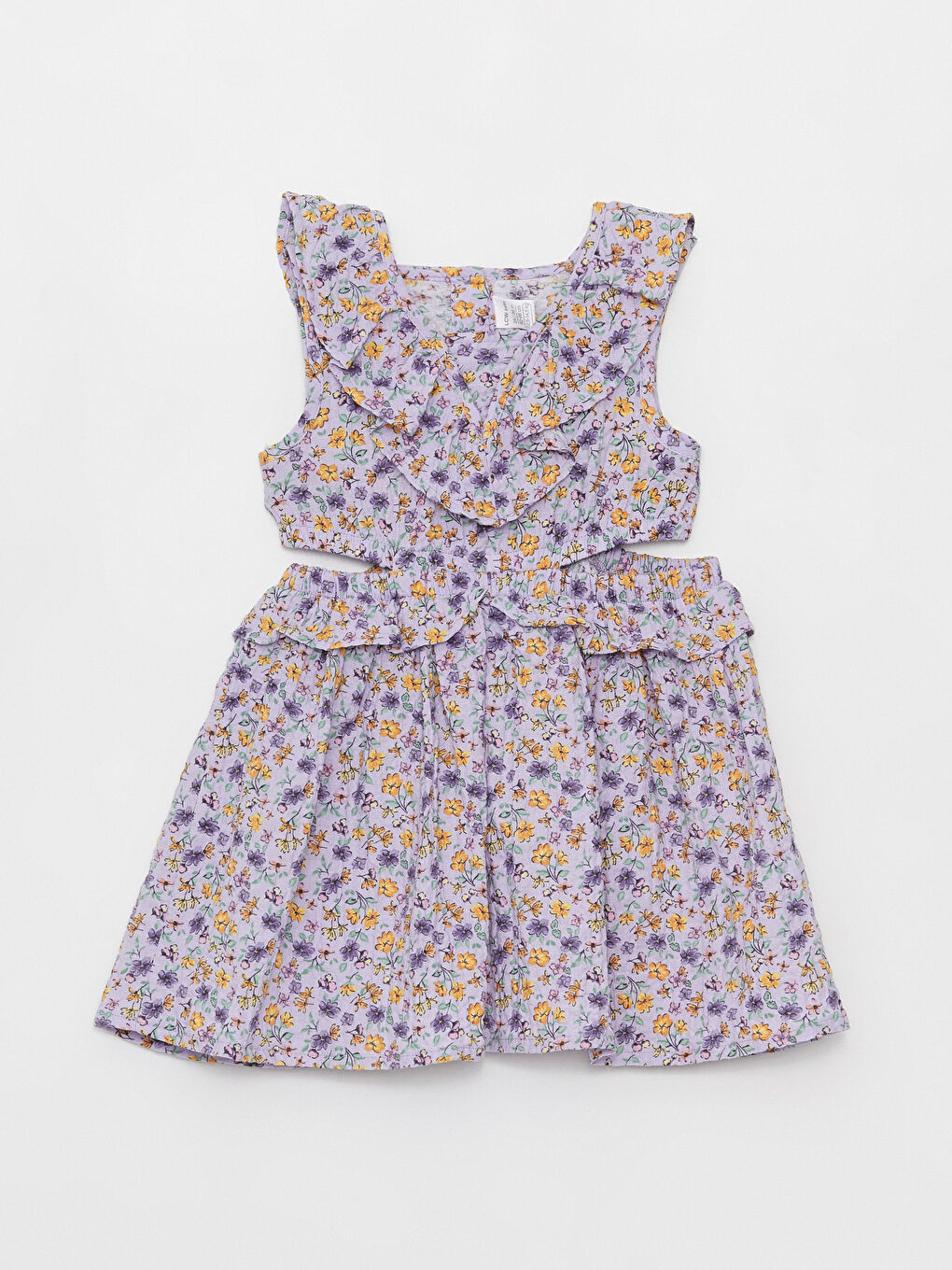 Платье для малышек девочек с квадратным воротником и цветочным узором-1