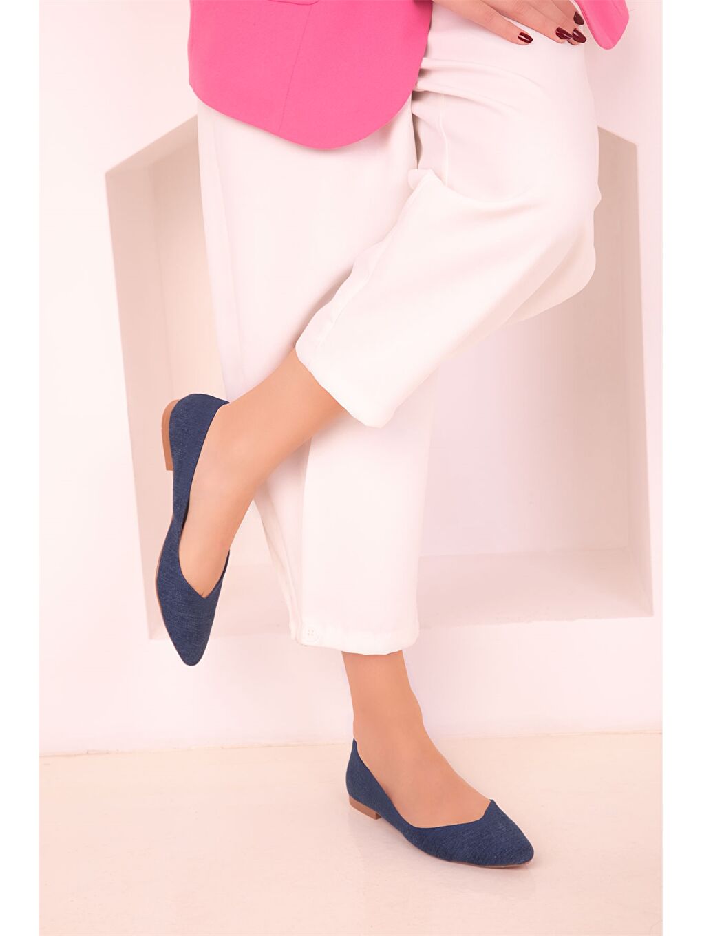 Mavi Sivri Burun Kadın Babet-1