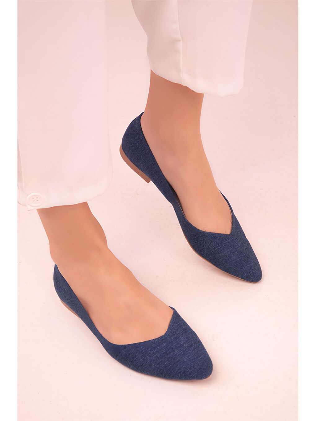 Mavi Sivri Burun Kadın Babet-2