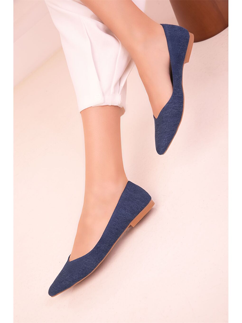 Mavi Sivri Burun Kadın Babet-3