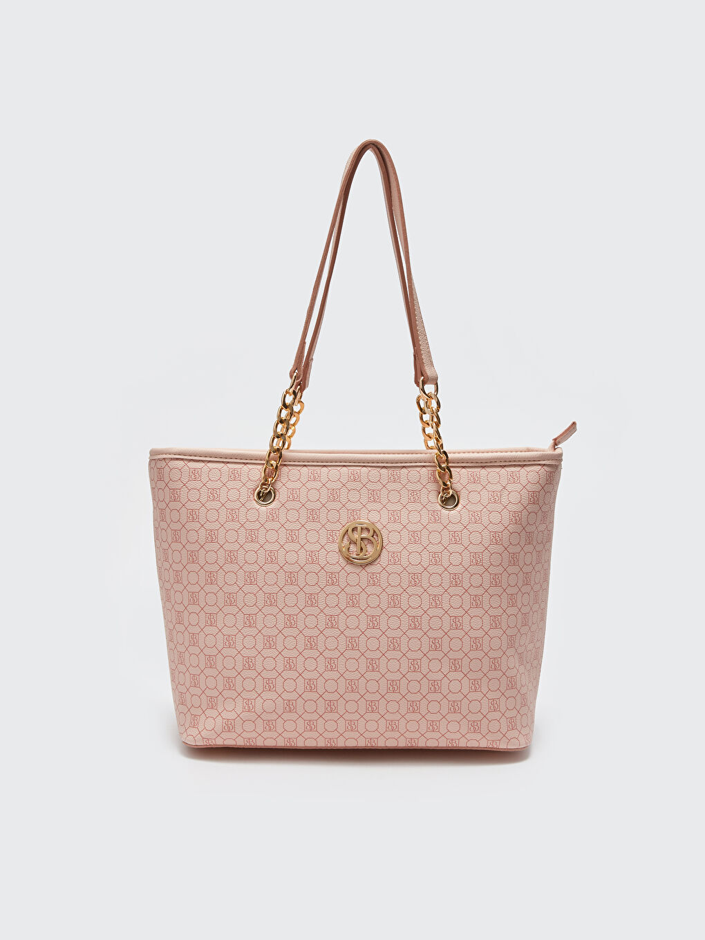 Pembe Monogram Desenli Kadın Tote Çanta-2