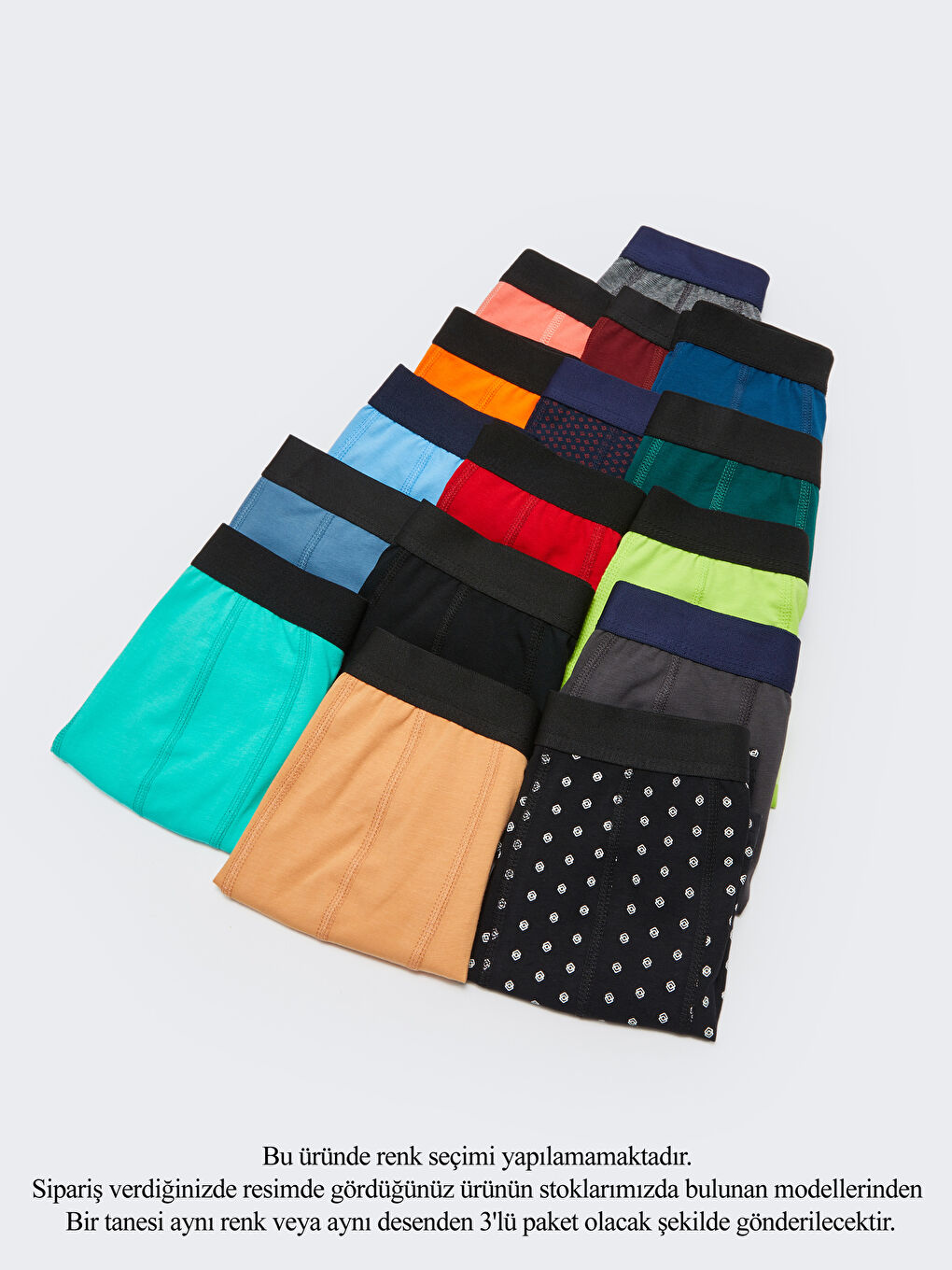 Karışık Standart Kalıp Pamuklu Esnek Erkek Boxer 3'lü-1