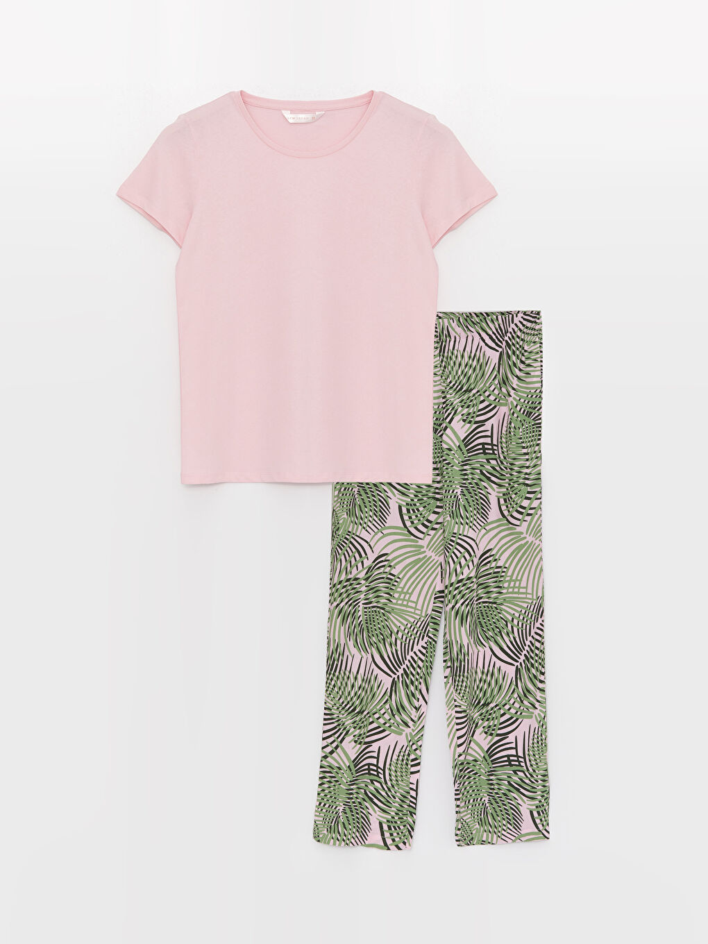 Crew Neck Plain Short Sleeve Women's Pyjama Set-6