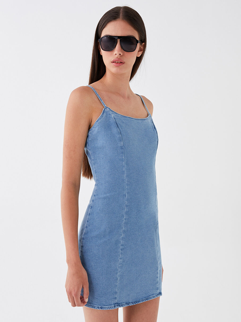 U Neck Straight Strap Women's Jean Dress -S3IK66Z8-507