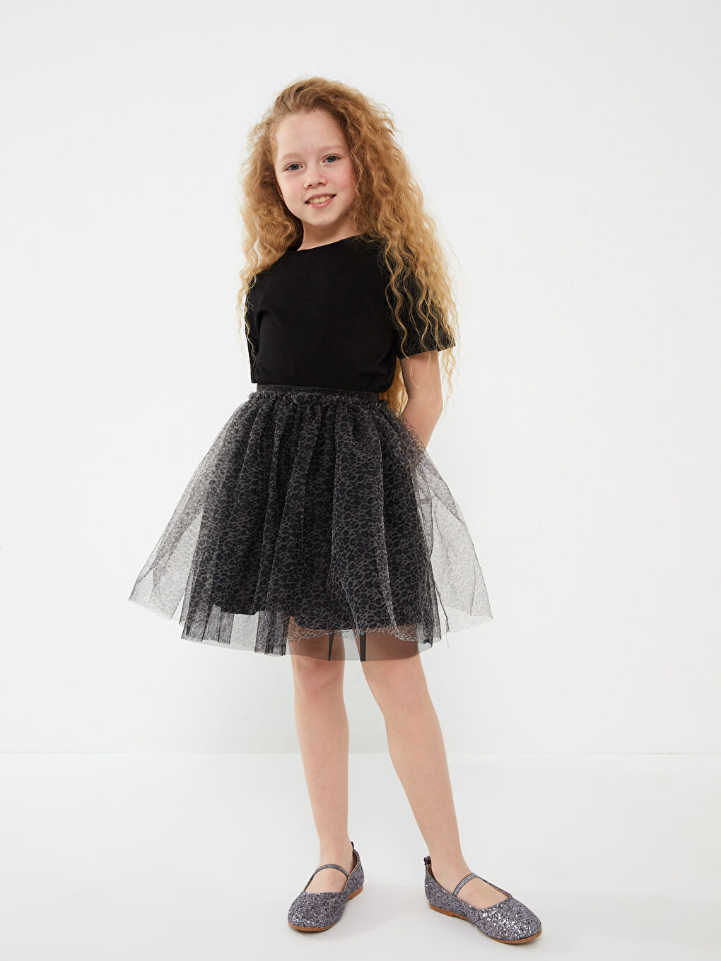 Jupe En Tulle À Motifs À Taille Élastique Pour Fille-1