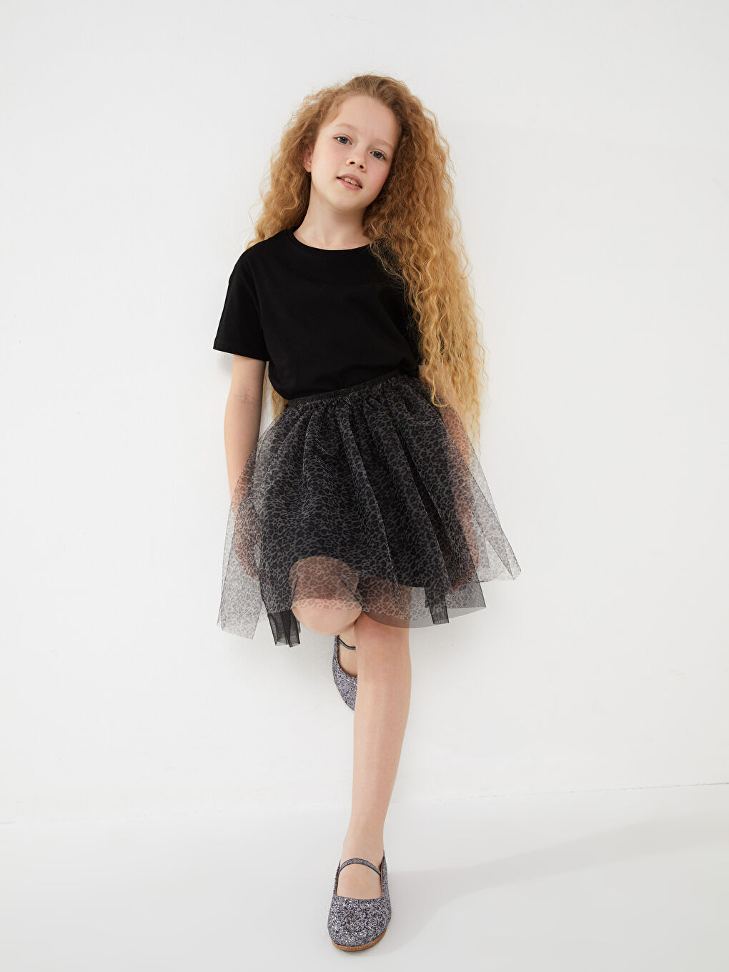 Jupe En Tulle À Motifs À Taille Élastique Pour Fille-2