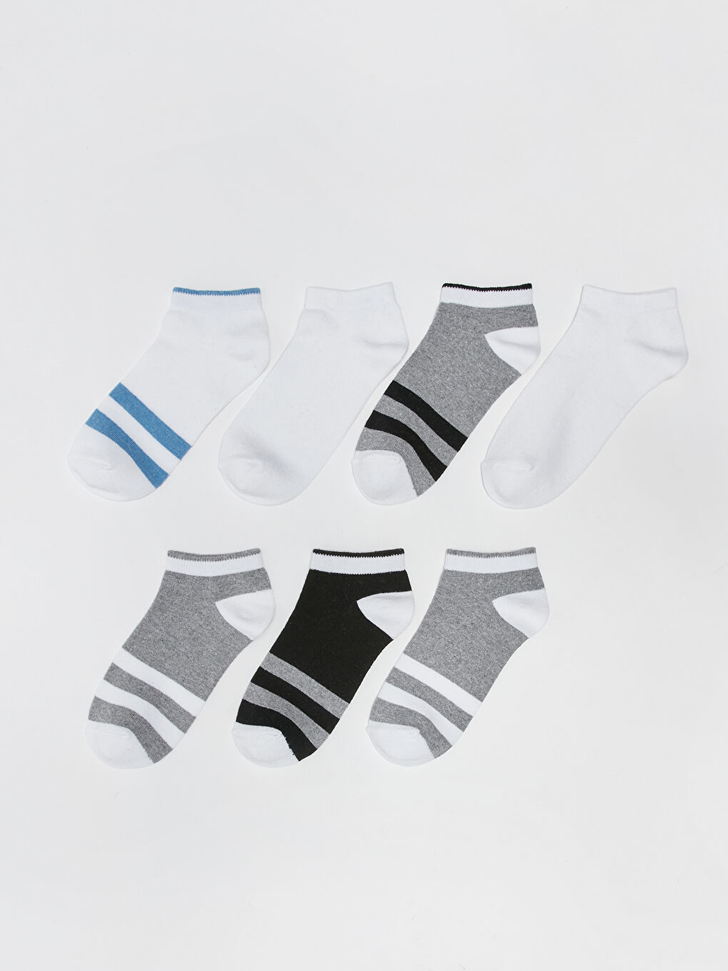 Karışık Çizgili Erkek Çocuk Patik Çorap 7'li