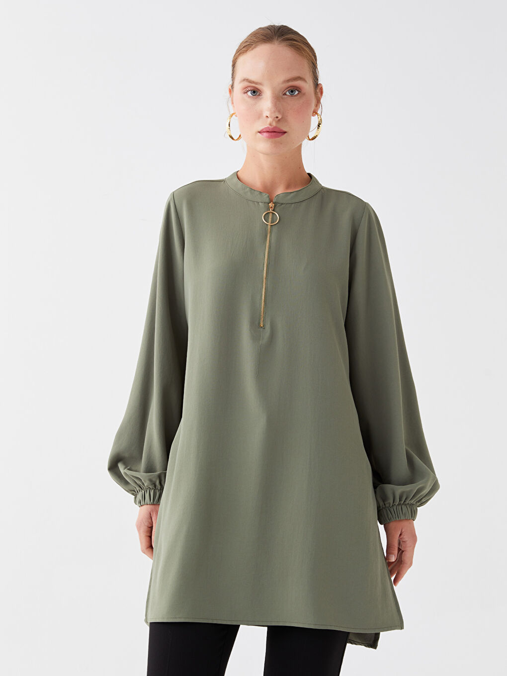 Tunique à Col Henley à Manches Longues pour Femmes