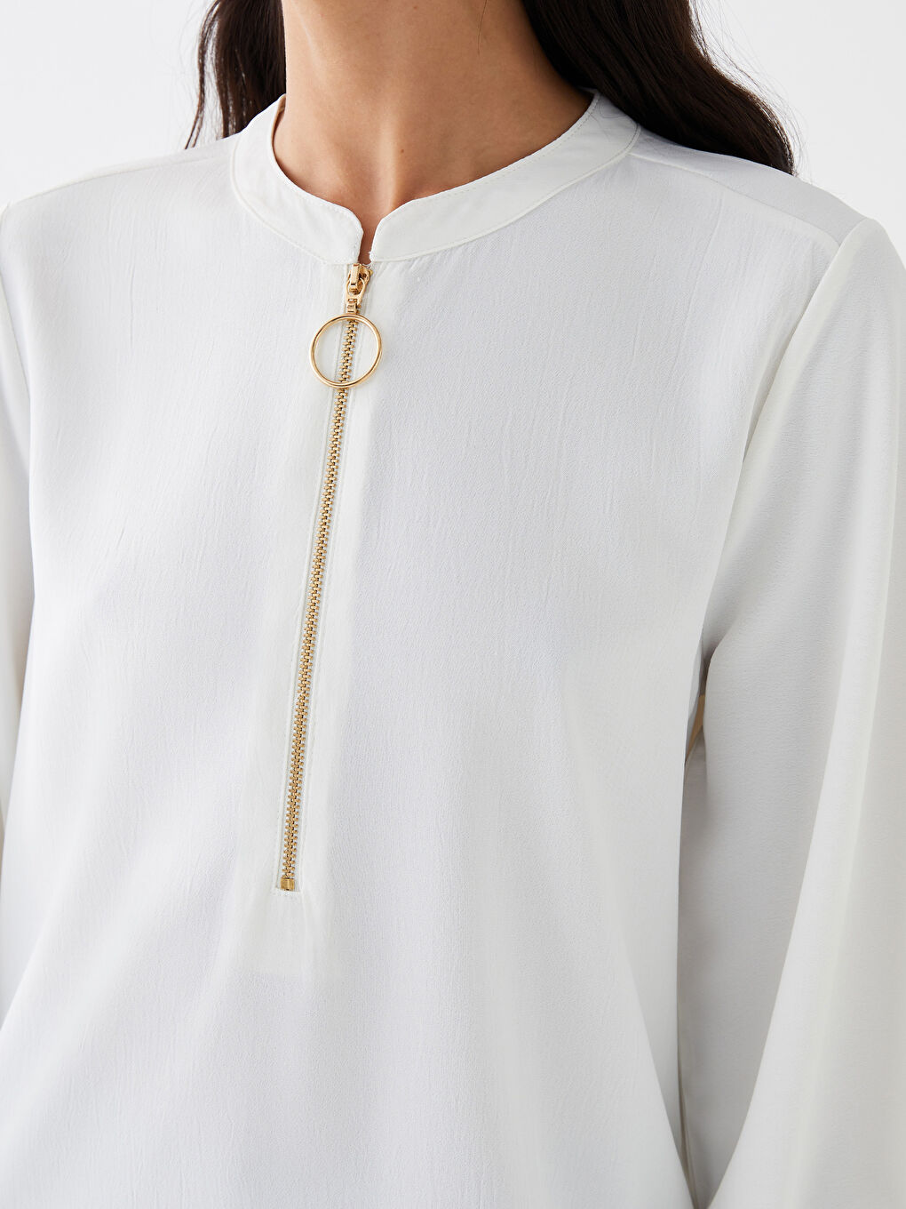 Туника за жени с дълъг ръкав и деколте тип Хенли-3